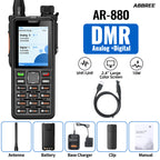 ABBREE AR-880 DMR Digital Walkie Talkie 10W IP67 Waterproof Dual Mode Analog Dual Band AES256 Dual Time Slot SMS VOX Ham Radio