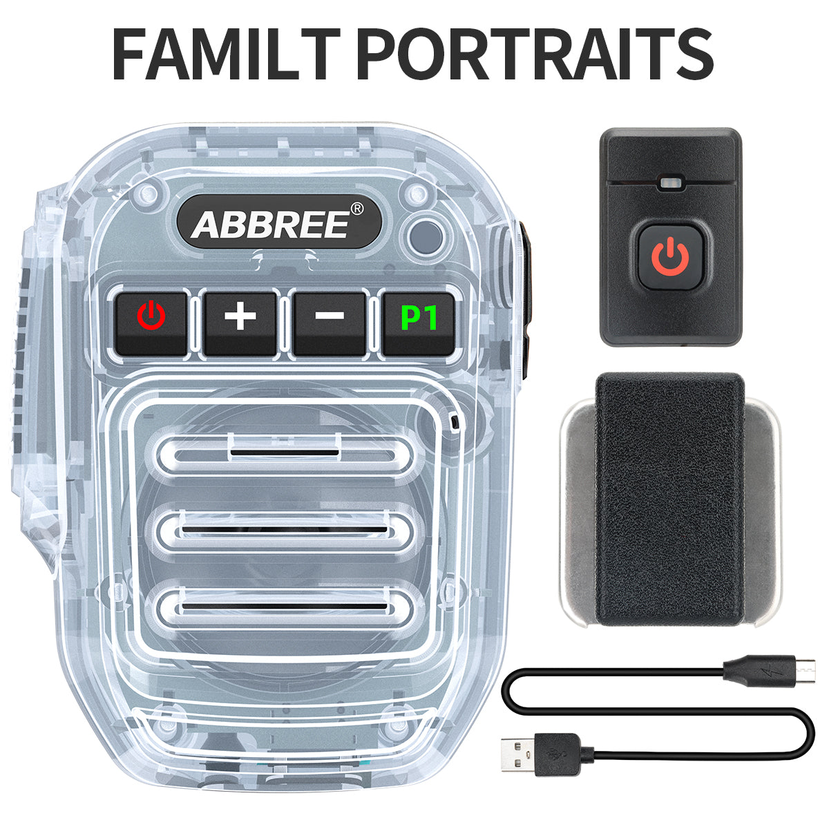 ABBREE Wireless Bluetooth Speaker Microphone Handheld Mic Type-C High Power Baofeng UV-5RH 21 Quansheng UV-K5(8) Walkie Talkie