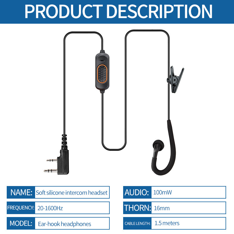 ABBREE 780 Headset Mic earphone For BaoFeng UV-5R UV-5RH UV-21 PRO UV32 Quansheng UV-K6 Walkie Talkie Two Way Radio Accessories