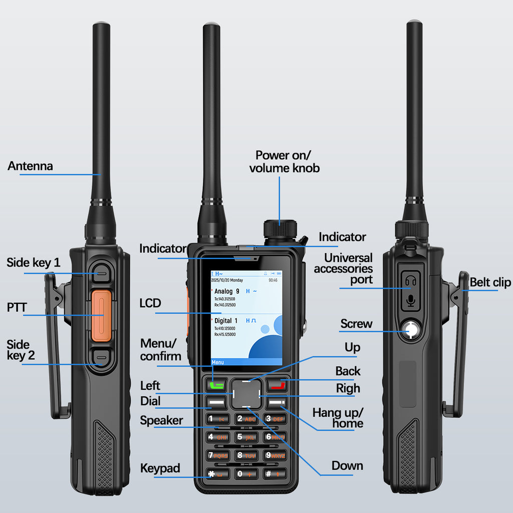 ABBREE AR-880 DMR Digital Walkie Talkie 10W IP67 Waterproof Dual Mode Analog Dual Band AES256 Dual Time Slot SMS VOX Ham Radio