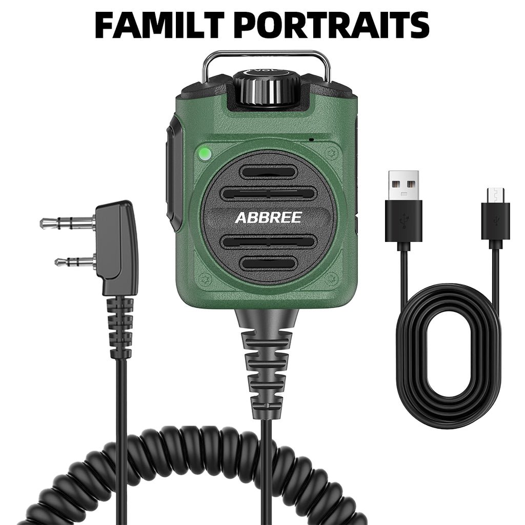 ABBREE AR-158 Rechargeable Walkie Talkie Microphone Speaker Volume Adjust Type-C Charging for Baofeng UV 5R MINI Quansheng UV K5