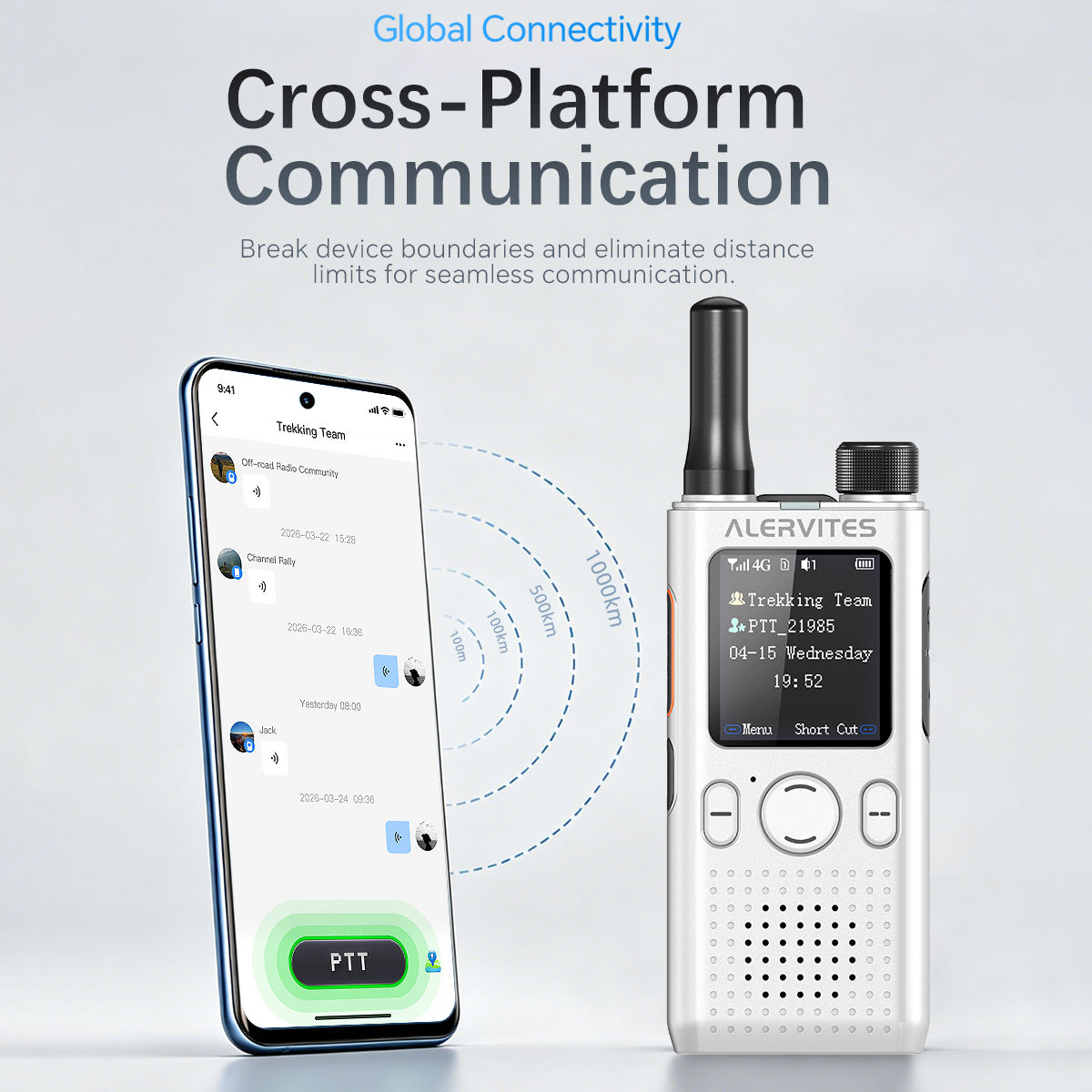 ALERVITES AT1 POC Radio Global 4G/5G Network Walkie Talkie Create Groups Freely Phone APP Settings Unlimited Distance  For Baofeng Portable USB Charge Ham Radio