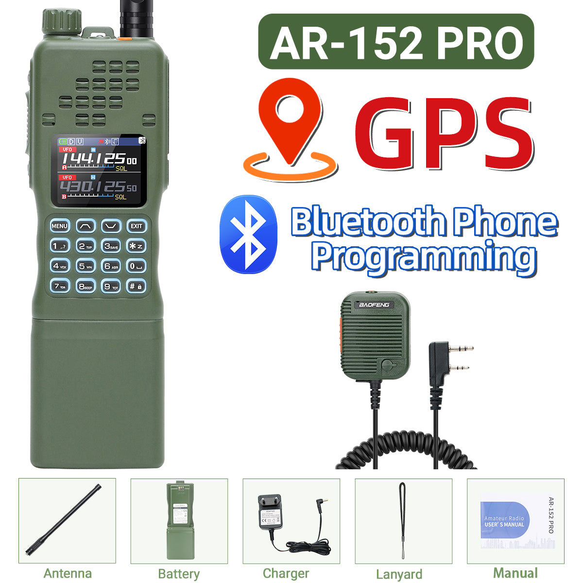 Baofeng AR-152 PRO GPS Ham Radio High Powerful CS Tactical Game Walkie Talkie Long Range Upgraded AR-152 Portable Two Way Radio