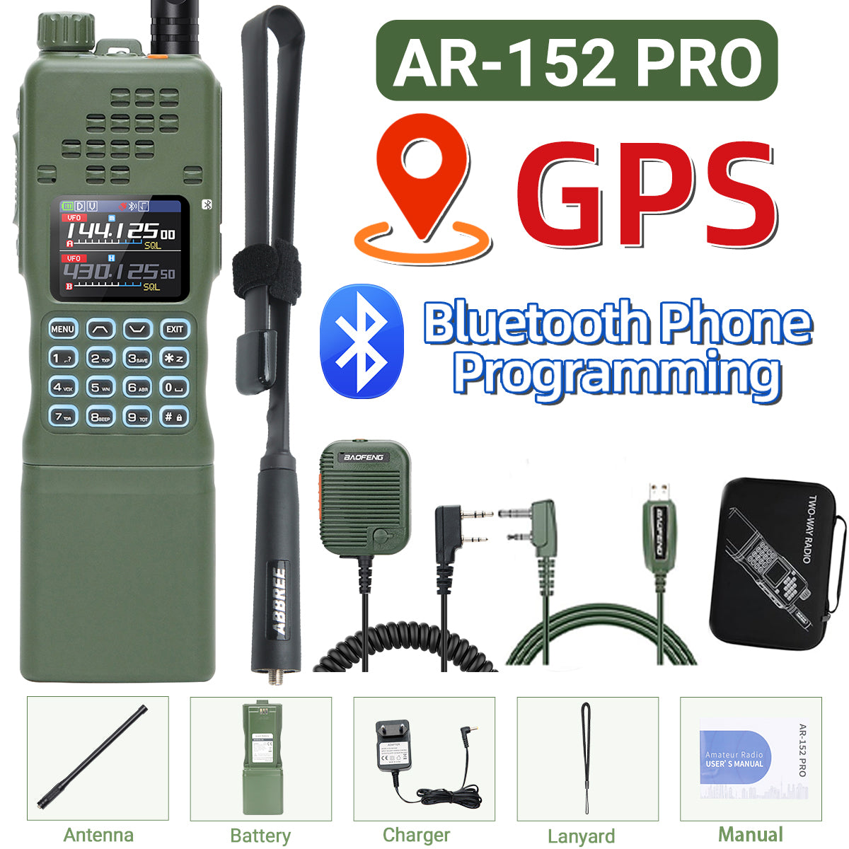 Baofeng AR-152 PRO GPS Ham Radio High Powerful CS Tactical Game Walkie Talkie Long Range Upgraded AR-152 Portable Two Way Radio
