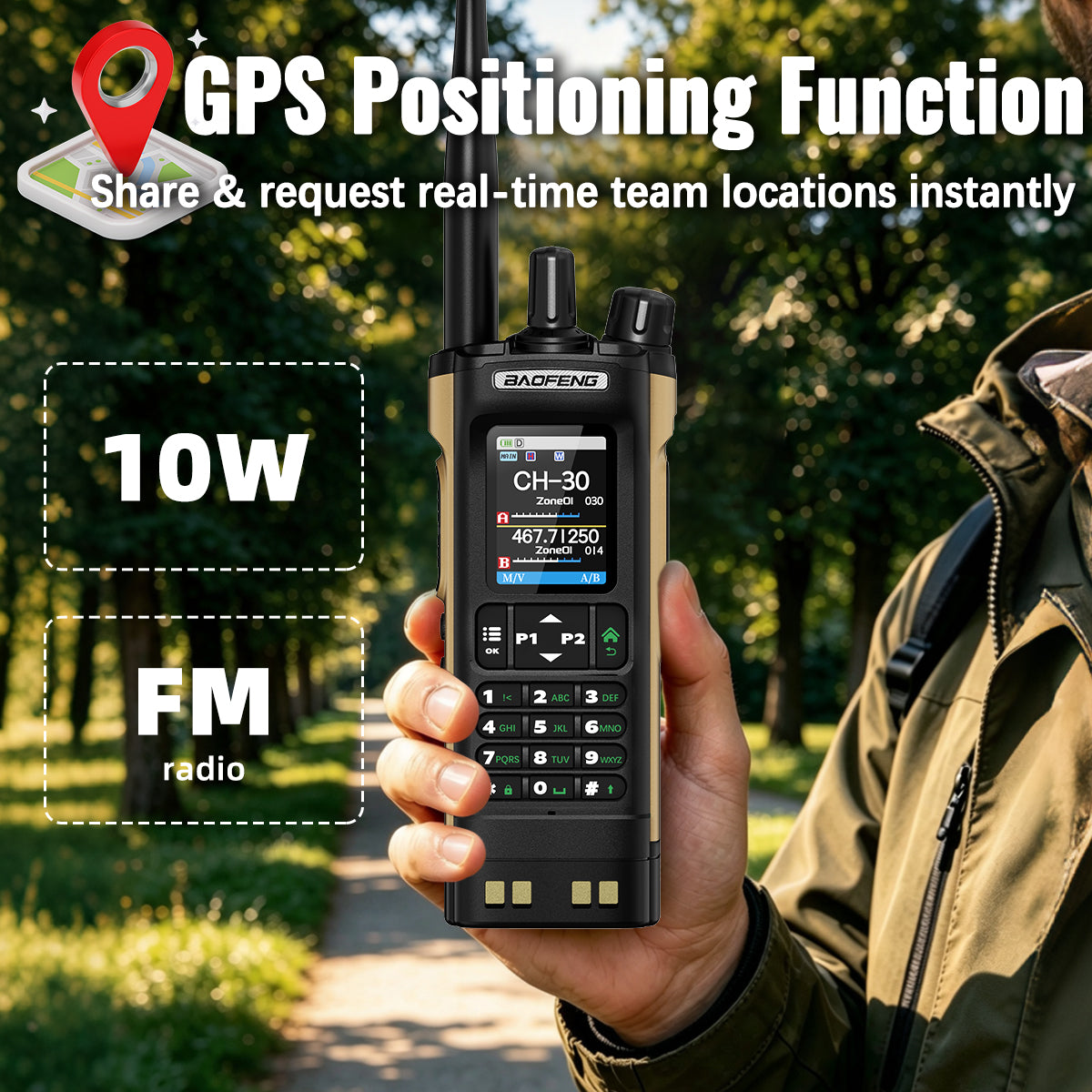 BAOFENG GM‑32 GMRS Handheld Two Way Radio Repeater‑Capable GMRS Walkie Talkie NOAA Weather Alert USB‑C Rechargeable VOX Handheld Radio