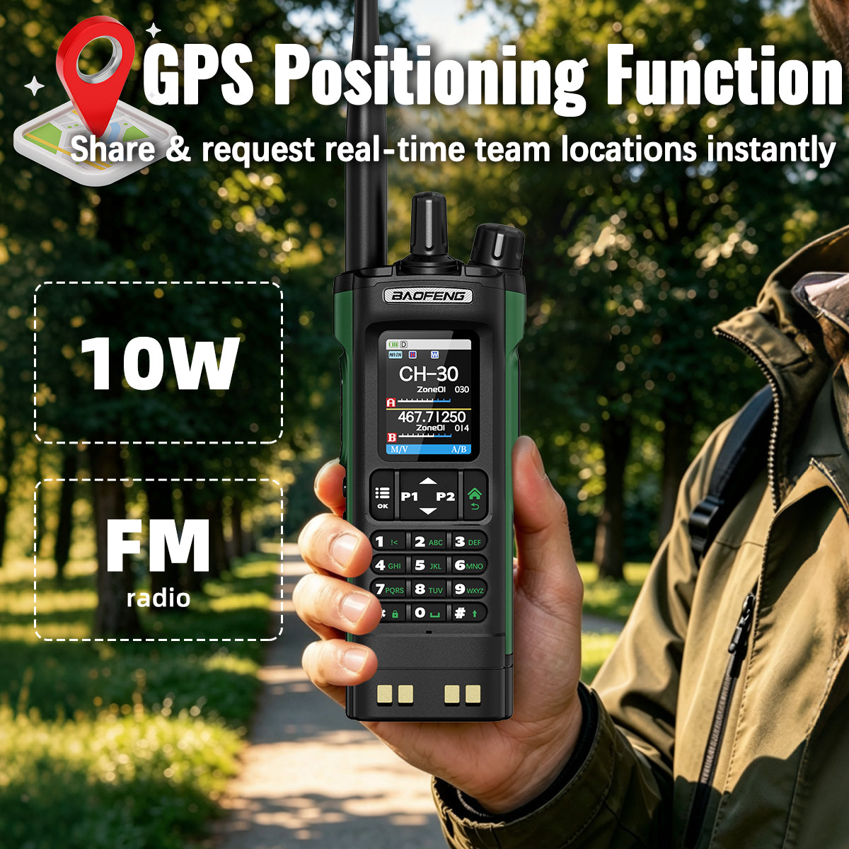 BAOFENG GM‑32 GMRS Walkie Talkie Long Range Two‑Way Radio NOAA Scan USB‑C Charging for Outdoor Off‑Road Trucking Camping