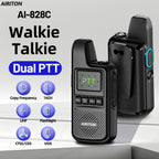 AIRITON AI-828C Mini Walkie Talkie Dual PTT Wireless Copy Frequency HD Sound Portable UHF 16 Channels Long Range Ham Radio