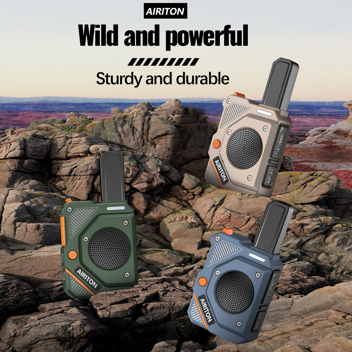 2PCS AIRITON AI-168 Mini Walkie Talkie Rechargable PMR/FRS Portable Long Range NOAA Type-C Charger for Trip Business Ham Radio