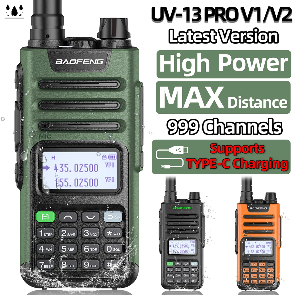 BaoFeng UV-13 PRO V1 V2 High Power Multi Band Walkie Talkie Type C Charger Long Range UV-13 UV-5R Transceiver Ham Two Way Radio