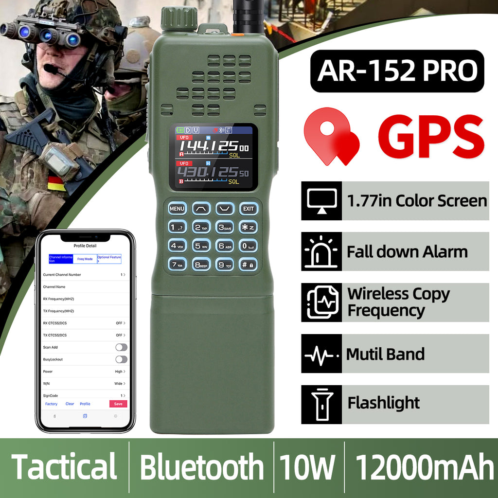 Baofeng AR-152 PRO GPS Ham Radio High Powerful CS Tactical Game Walkie Talkie Long Range Upgraded AR-152 Portable Two Way Radio