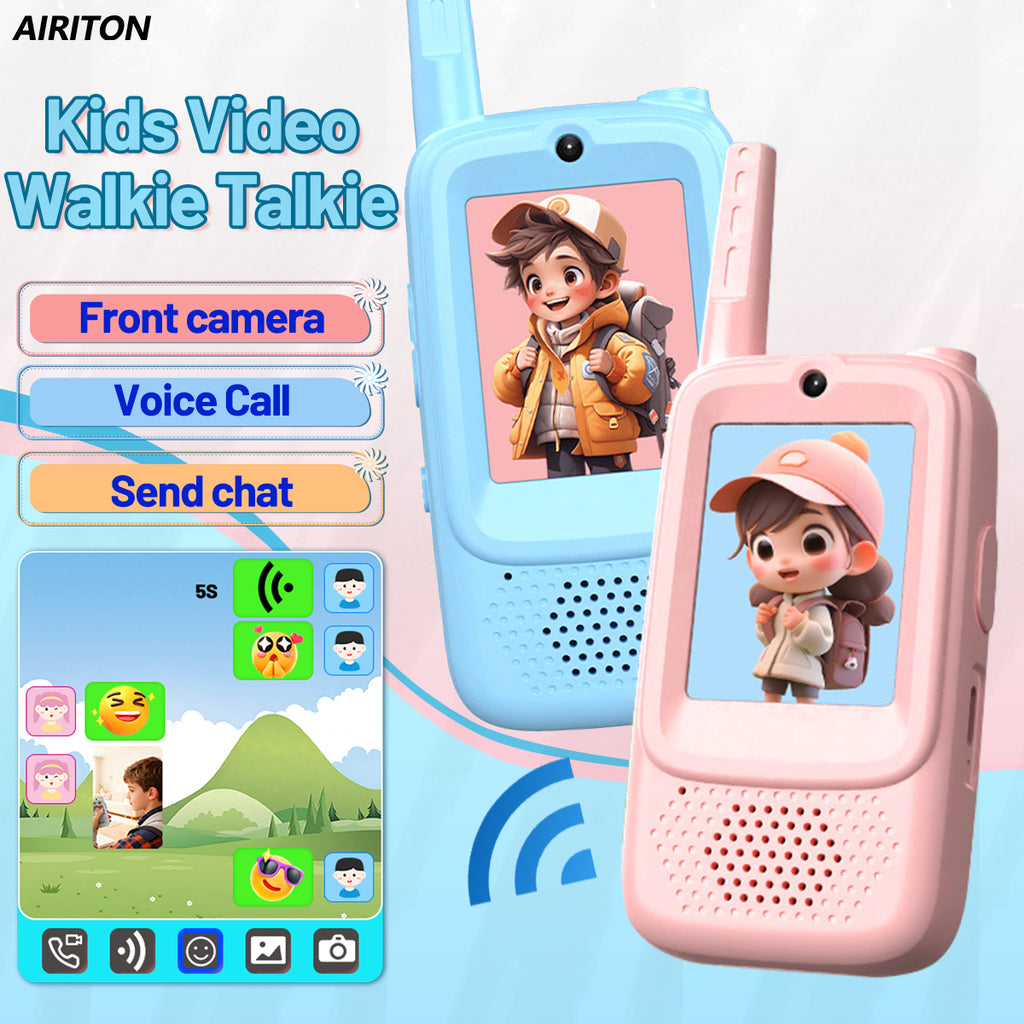 2PCS AIRITON JK300 Children's Video Walkie Talkies Selfie Send Voice Photo Emoticons For Kids Gift Boys Girls JK200 New upgrade