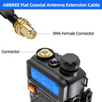 ABBREE 30/60/100 cm Ultra Thin Walkie Talkie Antenna Flat Coaxial Extension Cable SMA Male-to-Female For BAOFENG UV 5R Mini UV32