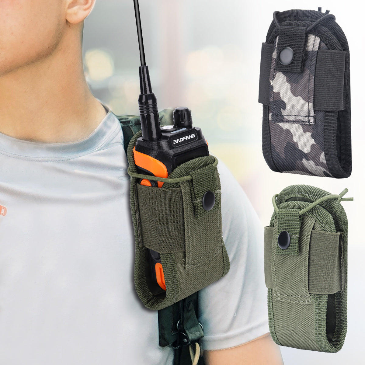 Tactical Walkie Talkie Pouch Oxford Molle Radio Pouch Holder Pocket Portable Outdoor Hunting Sports Waist Bag Interphone Holster