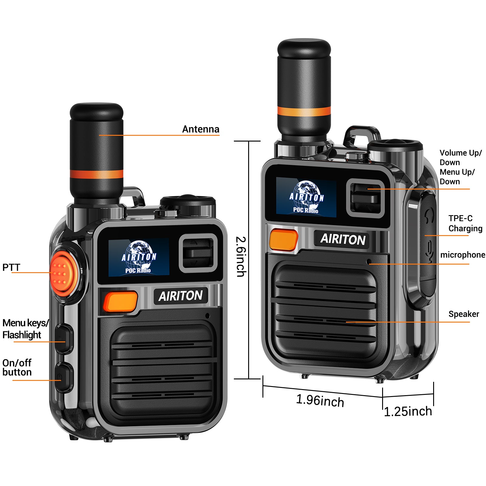 (Lifetime Free) Airiton Walkie Talkies Fast Radio Unlimited Range Nationwide Long Distance Handheld 4G LTE POC Two Way Radio Rapid Push to Talk Over Cellular Radio Long Range (2 with SIM Card)