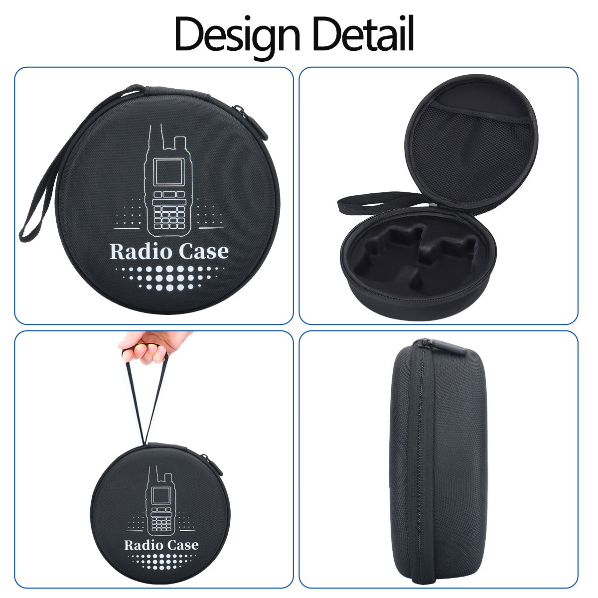 ABBREE UV-5R Mini Walkie Talkie Carrying Bag Dustproof Round Radio Case Camping Couple for Baofeng UV-5R Mini Mini-5 Ham Radio