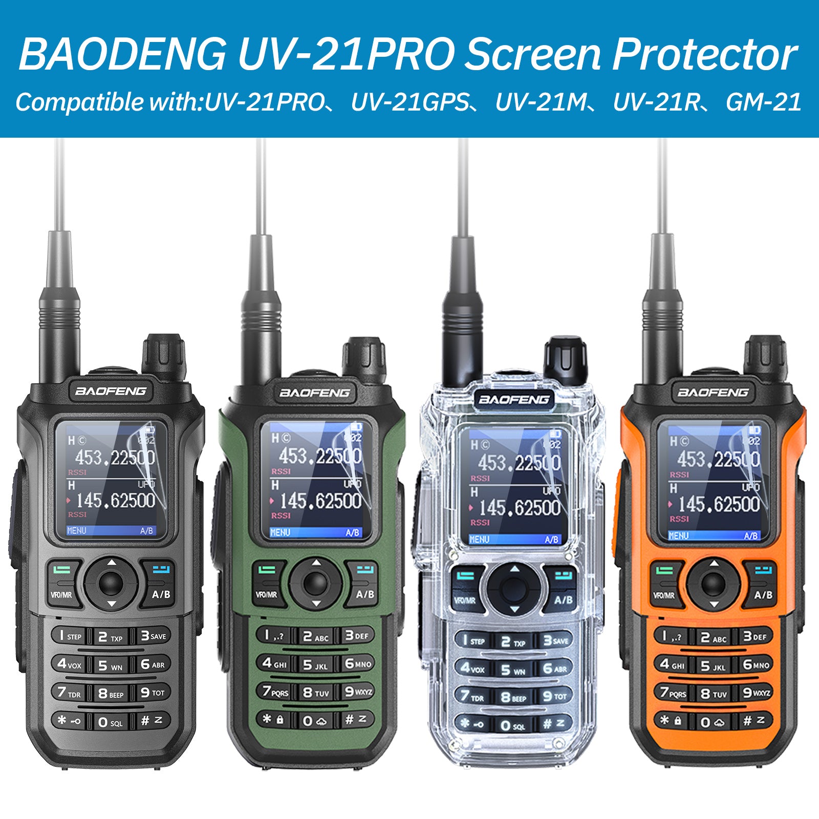 Baofeng UV-21 PRO V2 Screen Protector Case Friendly Cover Walkie Talkie Film HD Clear Shockproof For UV-21 PRO GPS V4 Ham Radio