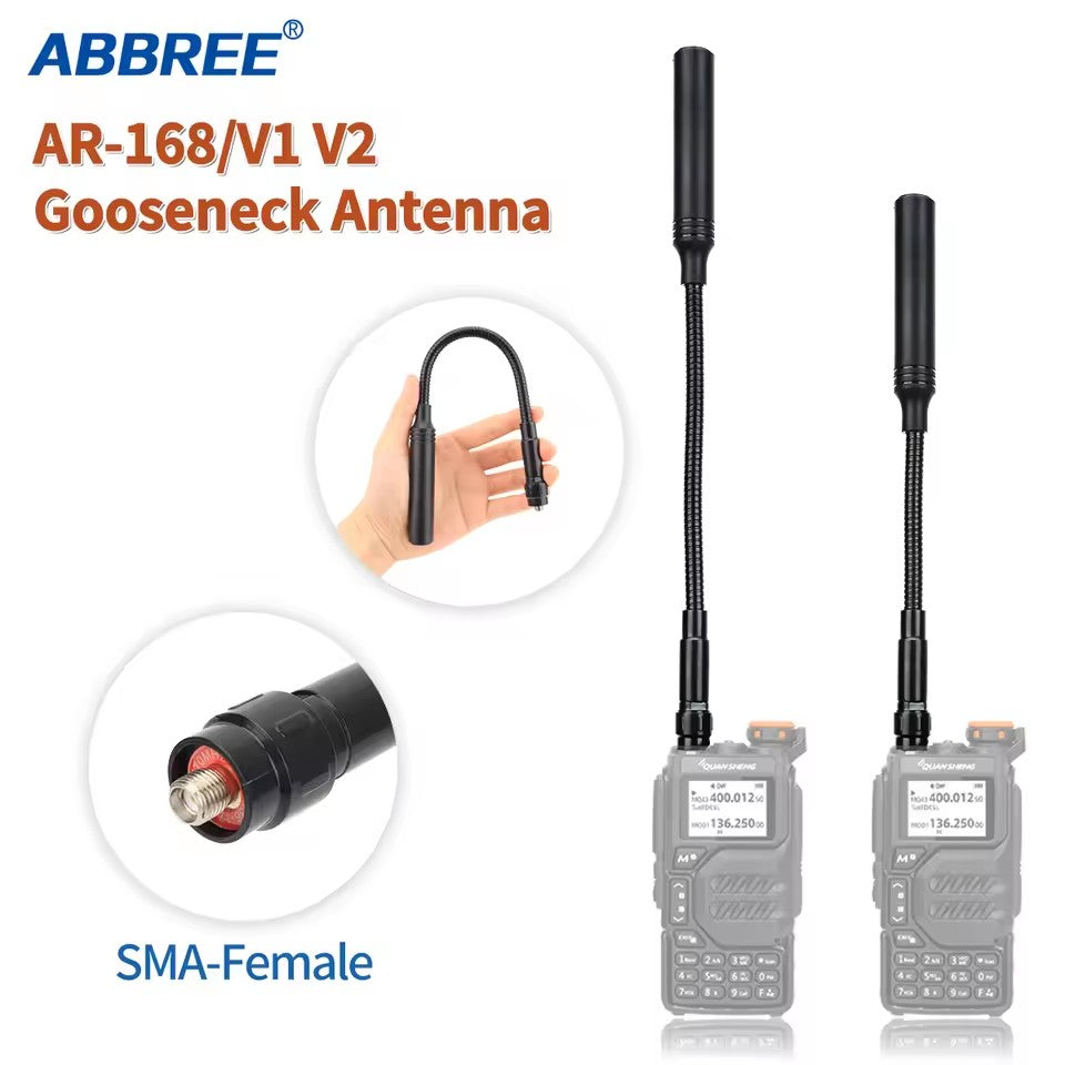ABBREE Gooseneck Tactical Antenna AR-168 VHF UHF SMA-Female for BAOFENG UV-5R 5RH 13 17 21 PRO QUANSHEGN UV K5 (8) Plus