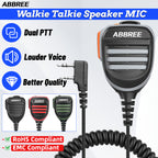 Abbree AR-780 PTT Remote Waterproof Speaker Mic Microphone for Two Way Radio Kenwood TYT Baofeng UV-5R 888S UV-82 Walkie Talkie