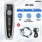 ABBREE AR-W6 Mini Walkie Talkie Collar Clip or Ear Hanging UHF Dual PTT Touch Talk Wireless Copy Frequency For Restaurant Hotel