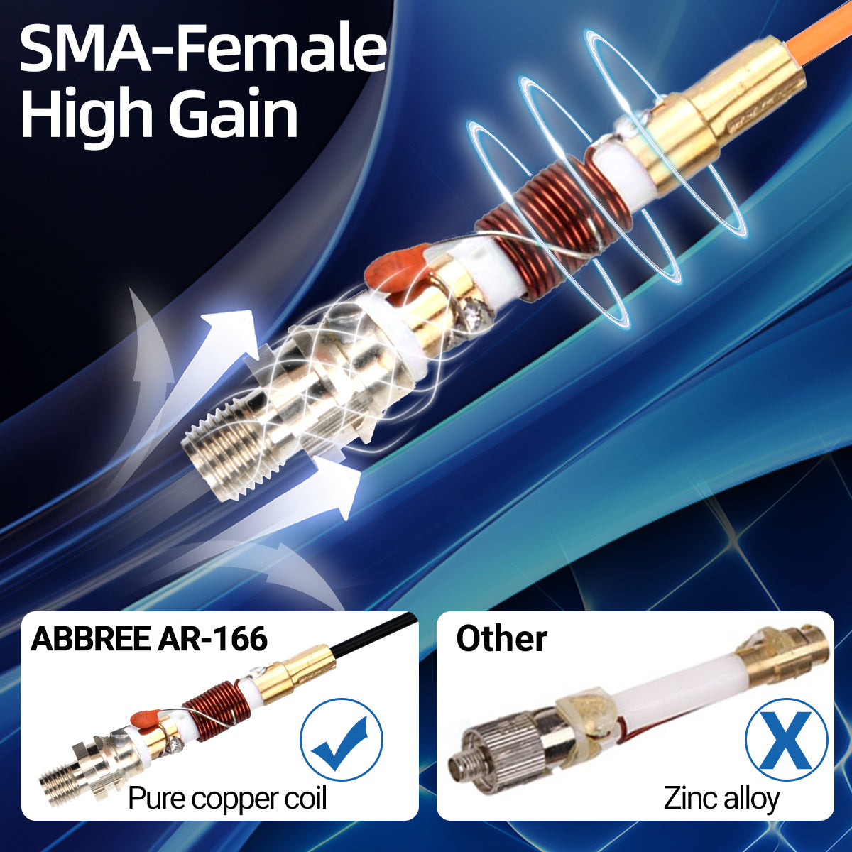 ABBREE AR-166 Gooseneck Walkie Talkie Antenna SMA-Female Dual Band UHF/VHF High Gain For BAOFENG UV-5R Mini UV-21PRO Ham Radio