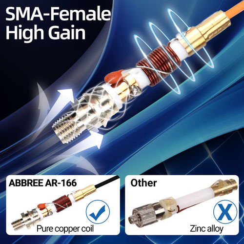 ABBREE AR-166 Gooseneck Walkie Talkie Antenna SMA-Female Dual Band UHF/VHF High Gain For BAOFENG UV-5R Mini UV-21PRO Ham Radio