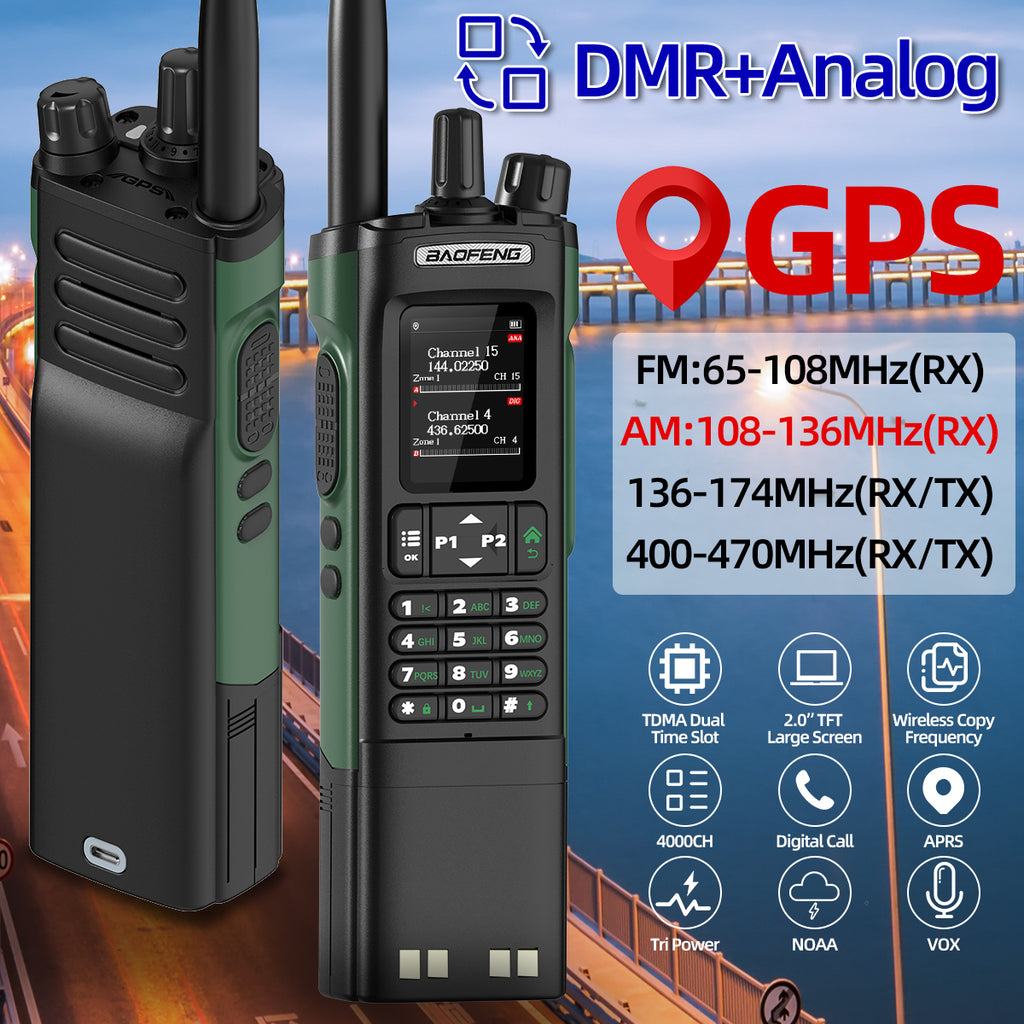 Baofeng DMR DM-32 3200mAh Digital Walkie Talkie GPS Dual Mode Analog TDMA Dual Time Slot AM FM APRS Digital Call Ham Radio DM-1701 UV-32