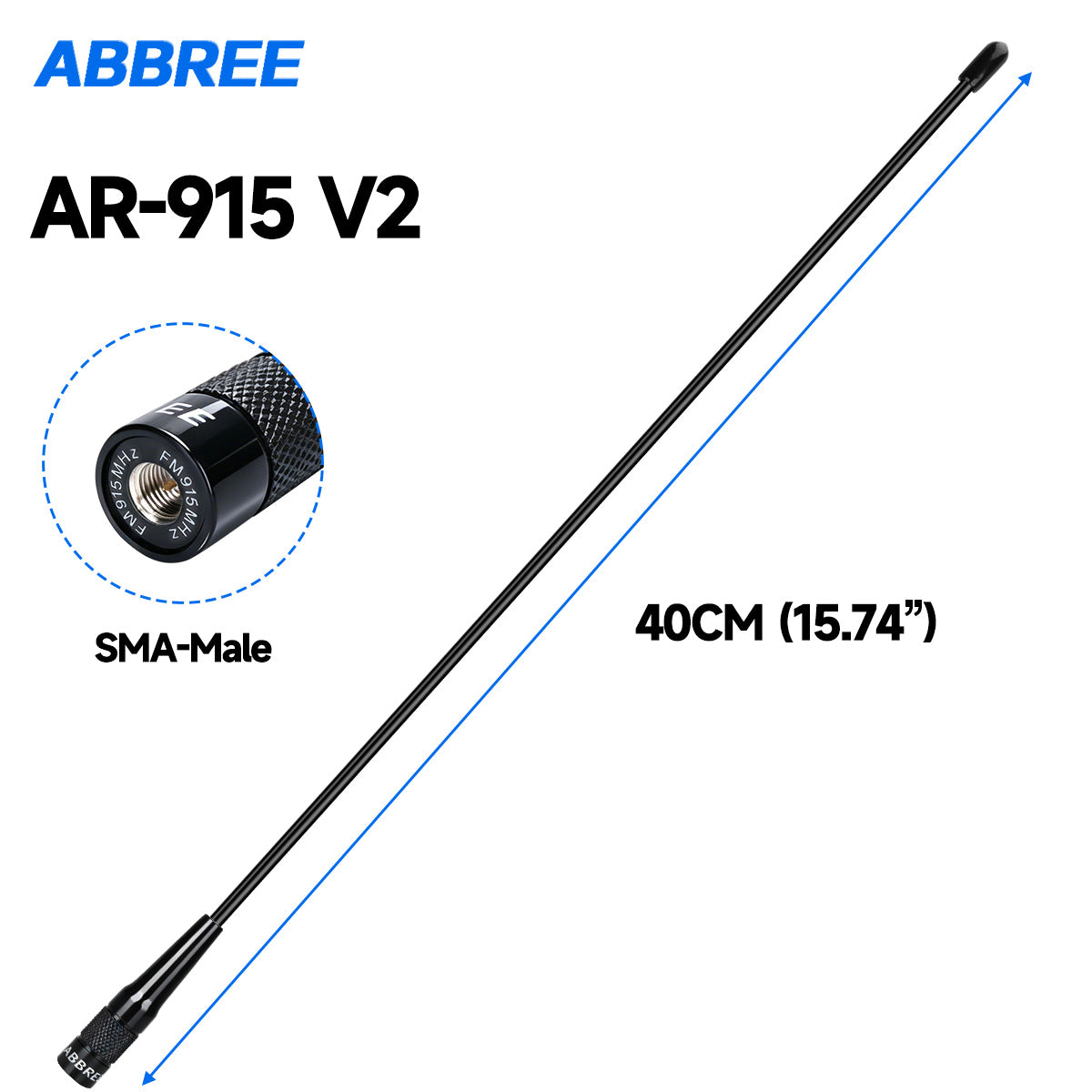 ABBREE AR-915 V1 V2 915MHz High Gain Omni Antenna SMA Male UHF Long Range for LoRa IoT Module Indoor Outdoor Communication