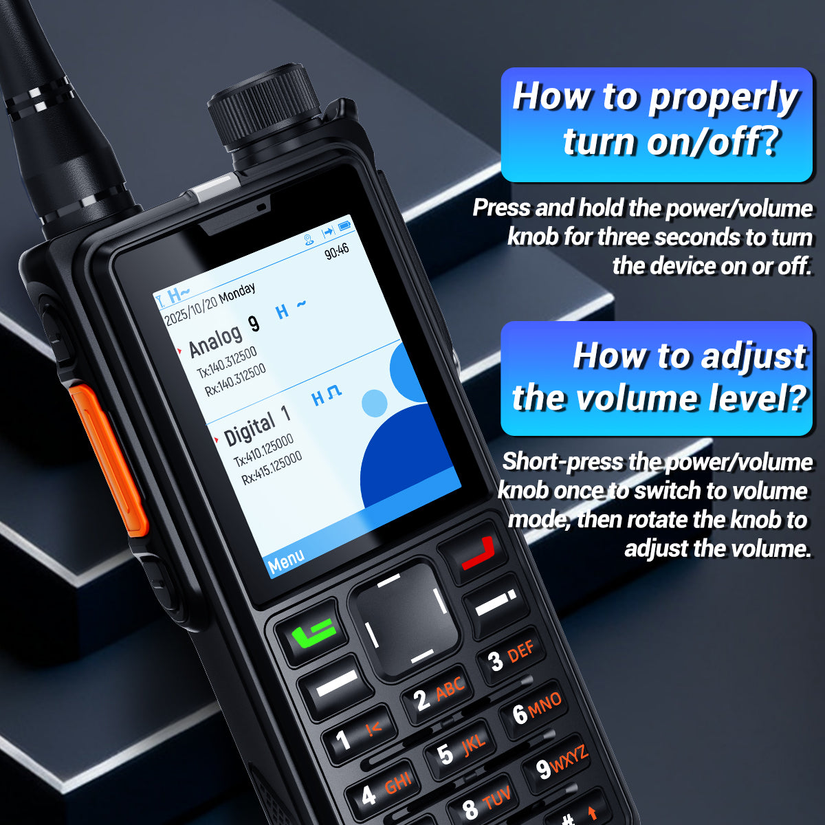 ABBREE AR-880 DMR Digital Walkie Talkie 10W IP67 Waterproof Dual Mode Analog Dual Band AES256 Dual Time Slot SMS VOX Ham Radio