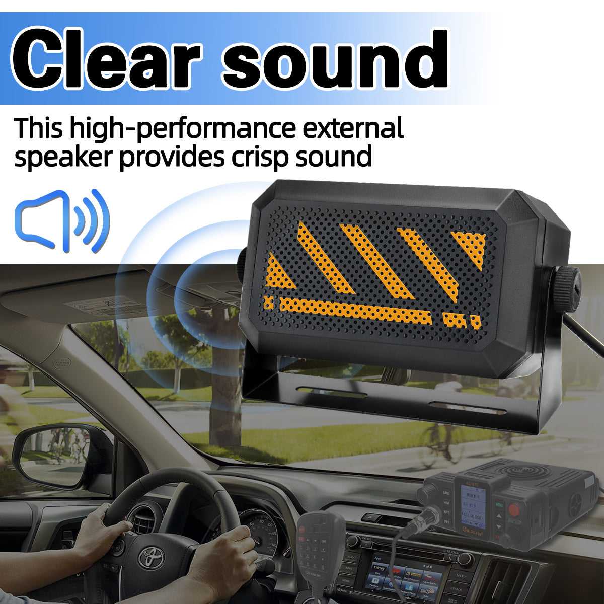 ABBREE KES-3 Plus Moblie Radio External Speaker 3.5mm Plug Long Range Clear Sound Compatible with Most CB Radios Moblie Radios