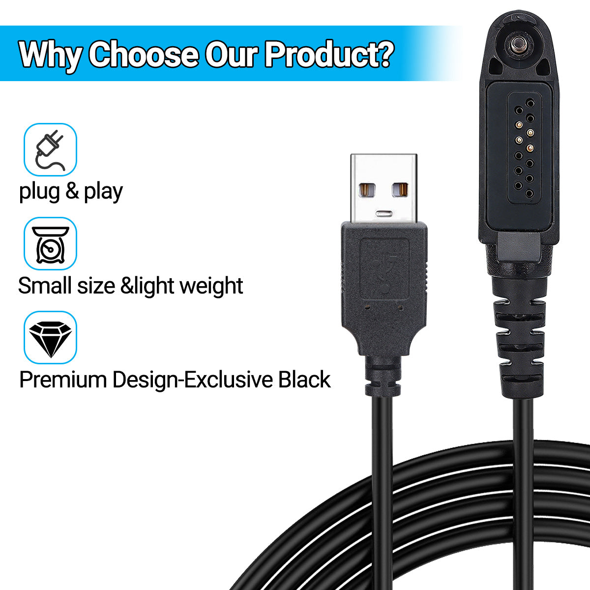 ABBREE Original USB Programming Cable For AR-880 DMR Digital Walkie Talkie Ham Radio