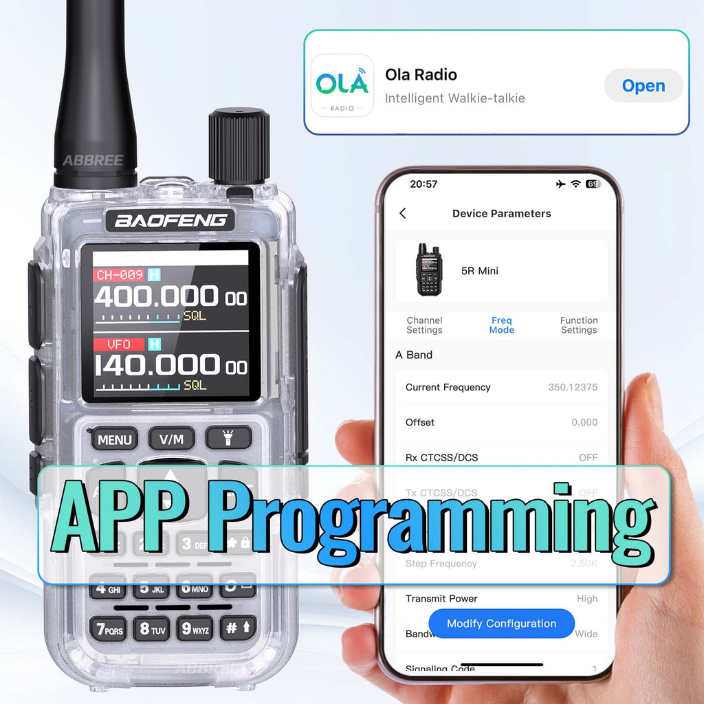 BAOFENG MINI 5 New Upgrade Walkie Talkie Wireless Copy Frequency 2200mAh Battery Bluetooth APP Programming UV-5R Mini Ham Radio