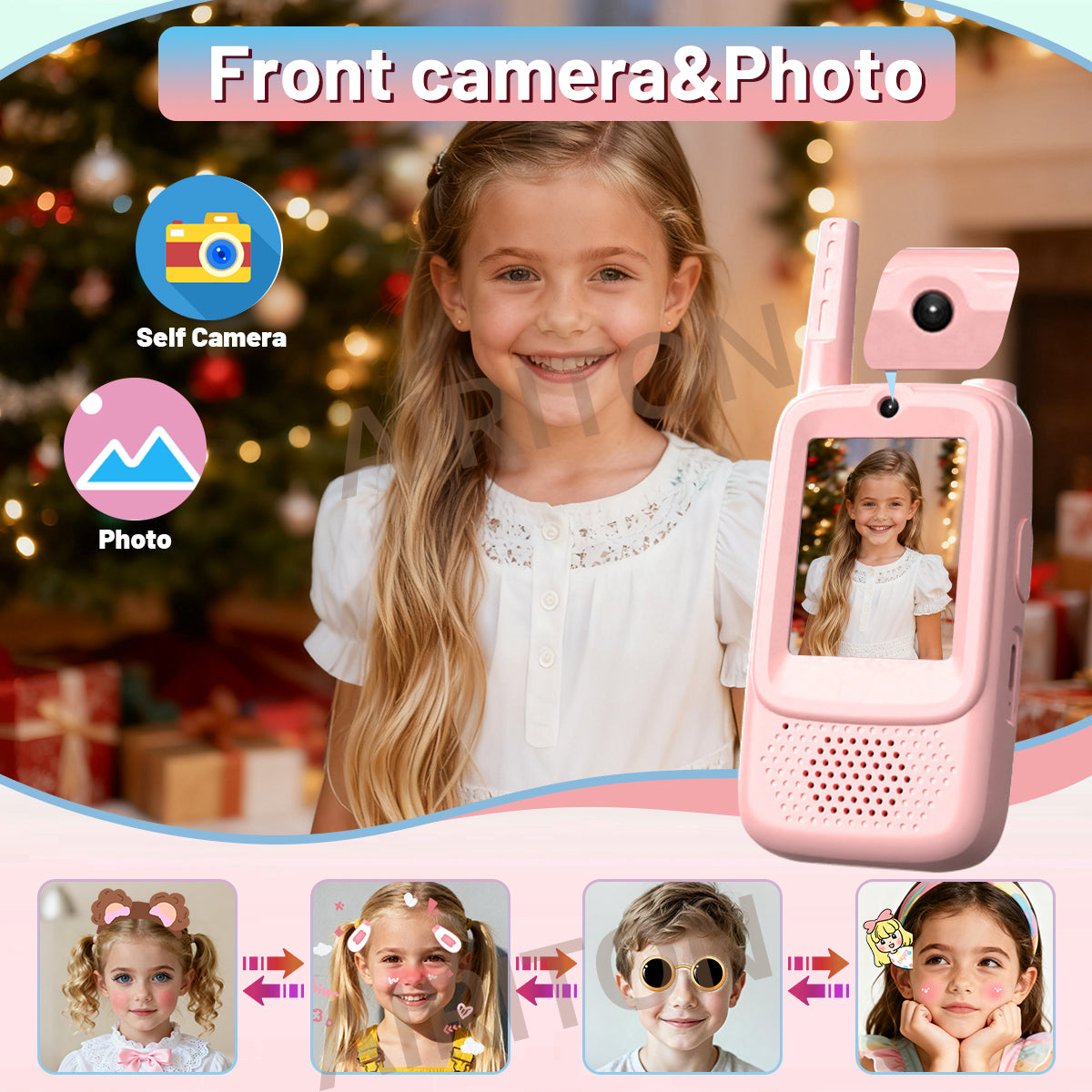 2PCS AIRITON JK300 Children's Video Walkie Talkies Selfie Send Voice Photo Emoticons For Kids Gift Boys Girls JK200 New upgrade