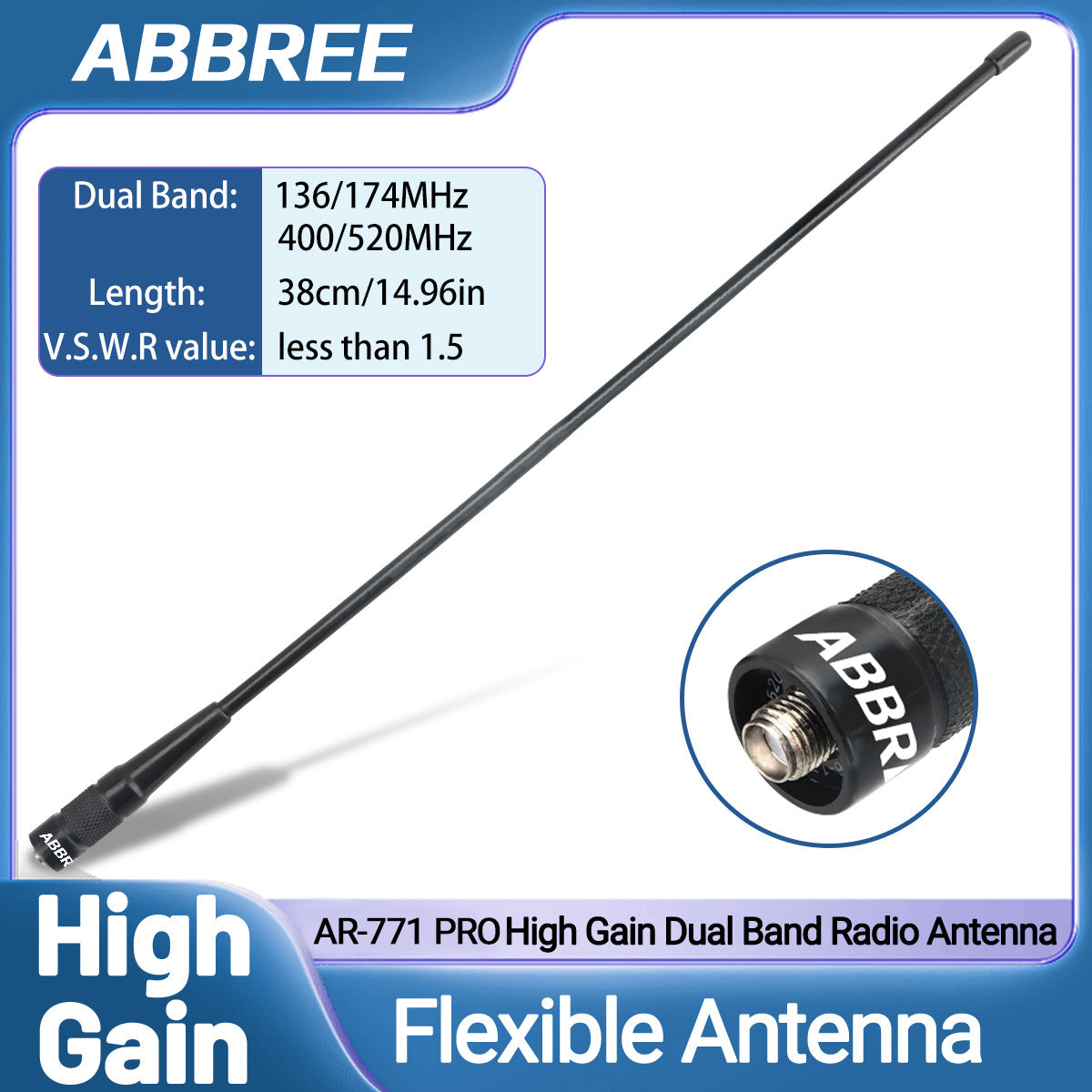 ABBREE AR-771 PRO SMA-Female VHF UHF Dual Band Antenna For Walkie Talkie Baofeng UV-5R UV-21 k6 Quansheng UV K5 (8) Ham Radio