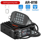ABBREE AR-8118 25W Dual Band Mini Mobile Radio HD Voice 200CH Long Range VHF UHF Anti-Interference Dual PTT HD Vioce Car Radio
