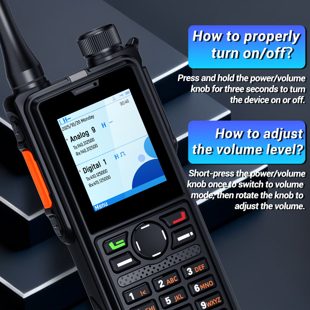 AIRITON AI-881 DMR Walkie Talkie IP67 Waterproof 10W High Power Dual Time Slot Large Color Screen VOX Two Way Radio