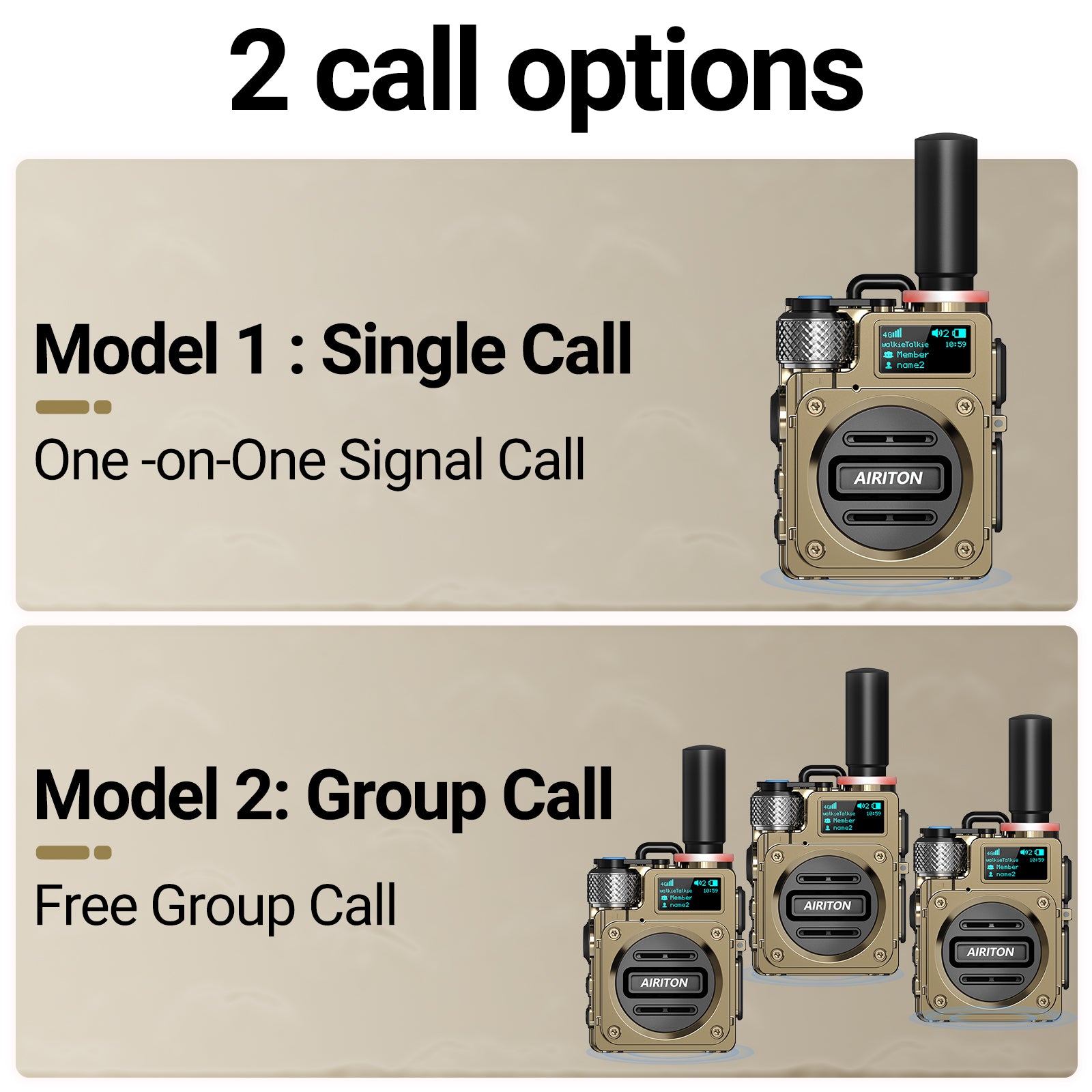 Walkie Talkies Airiton Radios Unlimited Range Nationwide 4G Long Distance 5000 Miles Handheld POC Two Way Radio AI-G7 Push to Talk Over Cellular Radio Long Range Walkie Talkie (2 with SIM Card)