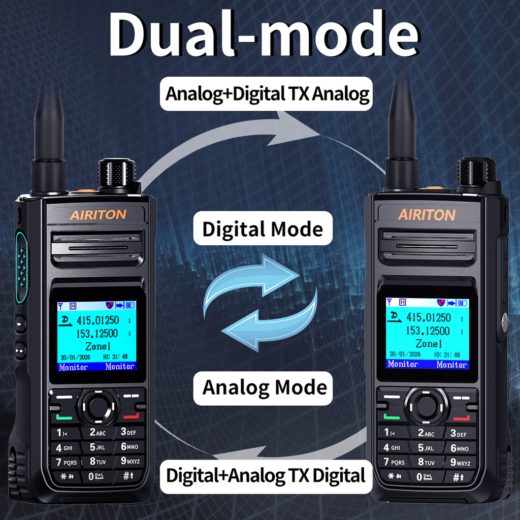 AIRITON DM-188 DMR Digital Analog Walkie Talkie 10W IP68 Waterproof AES256 SMS 3000mAh Dual Band Two Way Ham Radio DM1701 DM-32