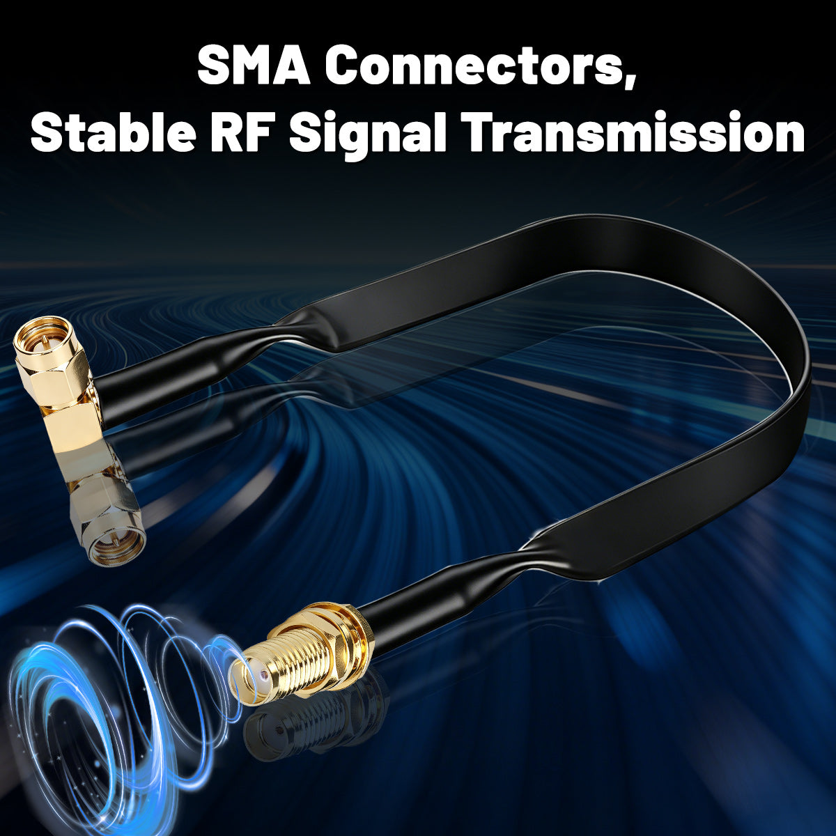 ABBREE Flat SMA Male to Female Window Feedthrough Coaxial Cable No Drilling Antenna Extension Wire for Helium Miner LoRa Gateway