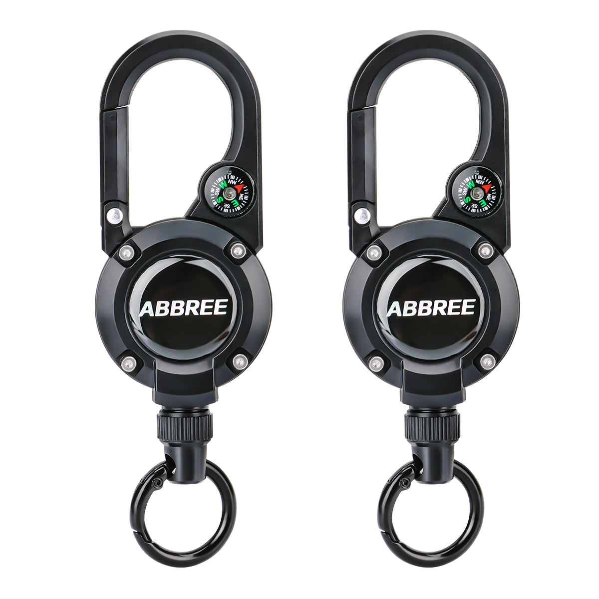 ABBREE Retractable Heavy Duty Pull Reel Carabiner Key Chains Strong Steel Wire Rope Buckle Outdoor Microphone Hanger Climbing