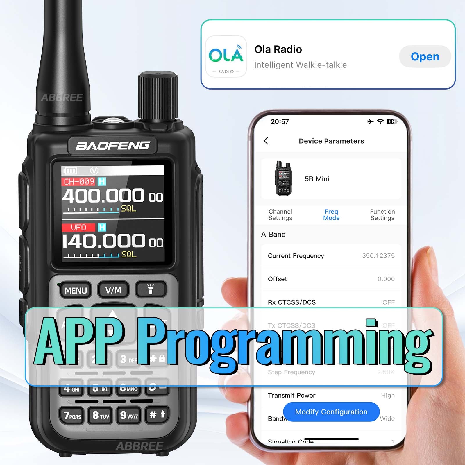 BAOFENG MINI 5 Walkie Talkie 2200mAh Battery APP Bluetooth Programming Long Range Dual PTT Newly Upgraded UV-5R MINI Ham Radio