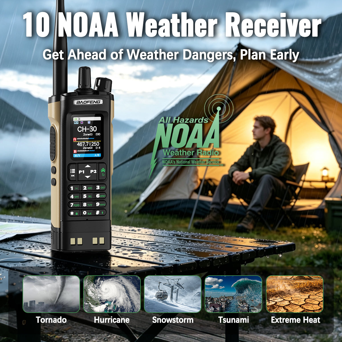 BAOFENG GM‑32 GMRS Handheld Two Way Radio Repeater‑Capable GMRS Walkie Talkie NOAA Weather Alert USB‑C Rechargeable VOX Handheld Radio