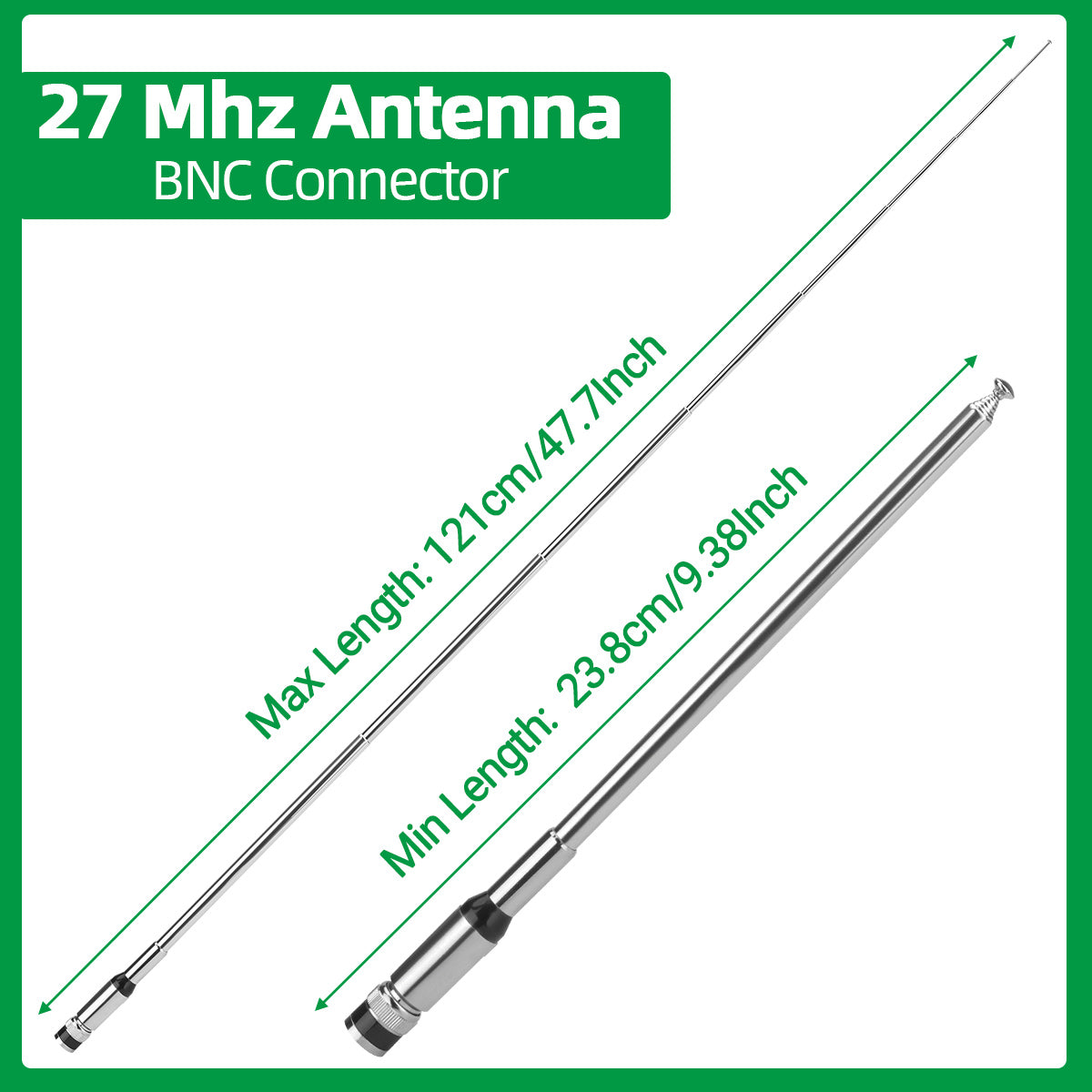 ABBREE 27Mhz CB Radio Antenna BNC Connector Telescopic High Gain Long Range Antenna Compatible with BNC CB Radio Walkie Talkie