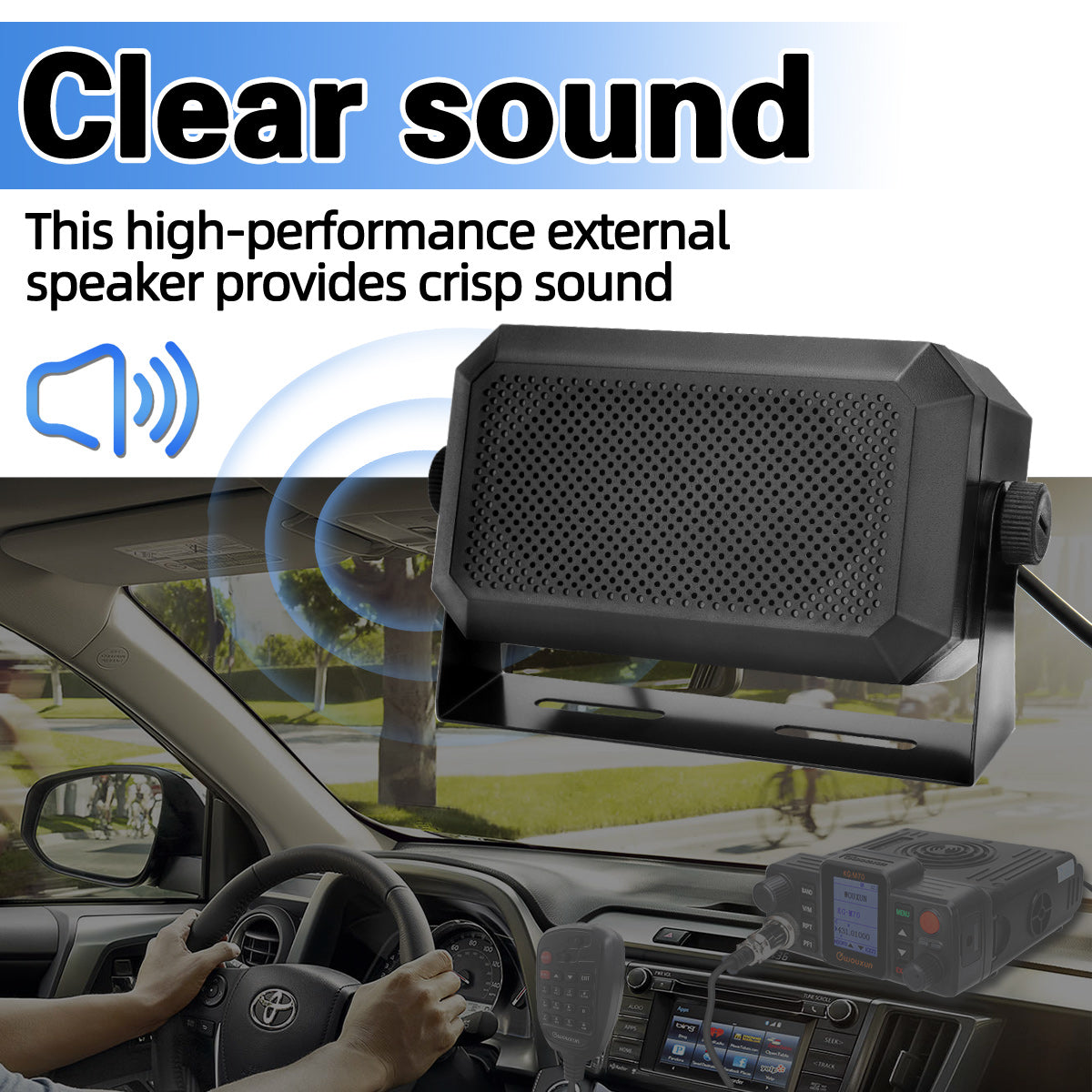 ABBREE Rectangular External Communications Speaker External Scanners for All 3.5mm Audio Plug CB Radios and Mobile Radio