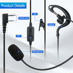 ABBREE Professional 2 Pin PTT Earpiece Headset Clear Audio Walkie Talkie Accessory for BF-888S UV-5R 5RM Referee Online Use