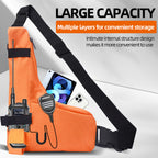 ABBREE PT-17 Large Capacity Waterproof Walkie Talkie Carry Bag Fashion Orange L Shape Lightweight Portable Adjustable Chest Bag