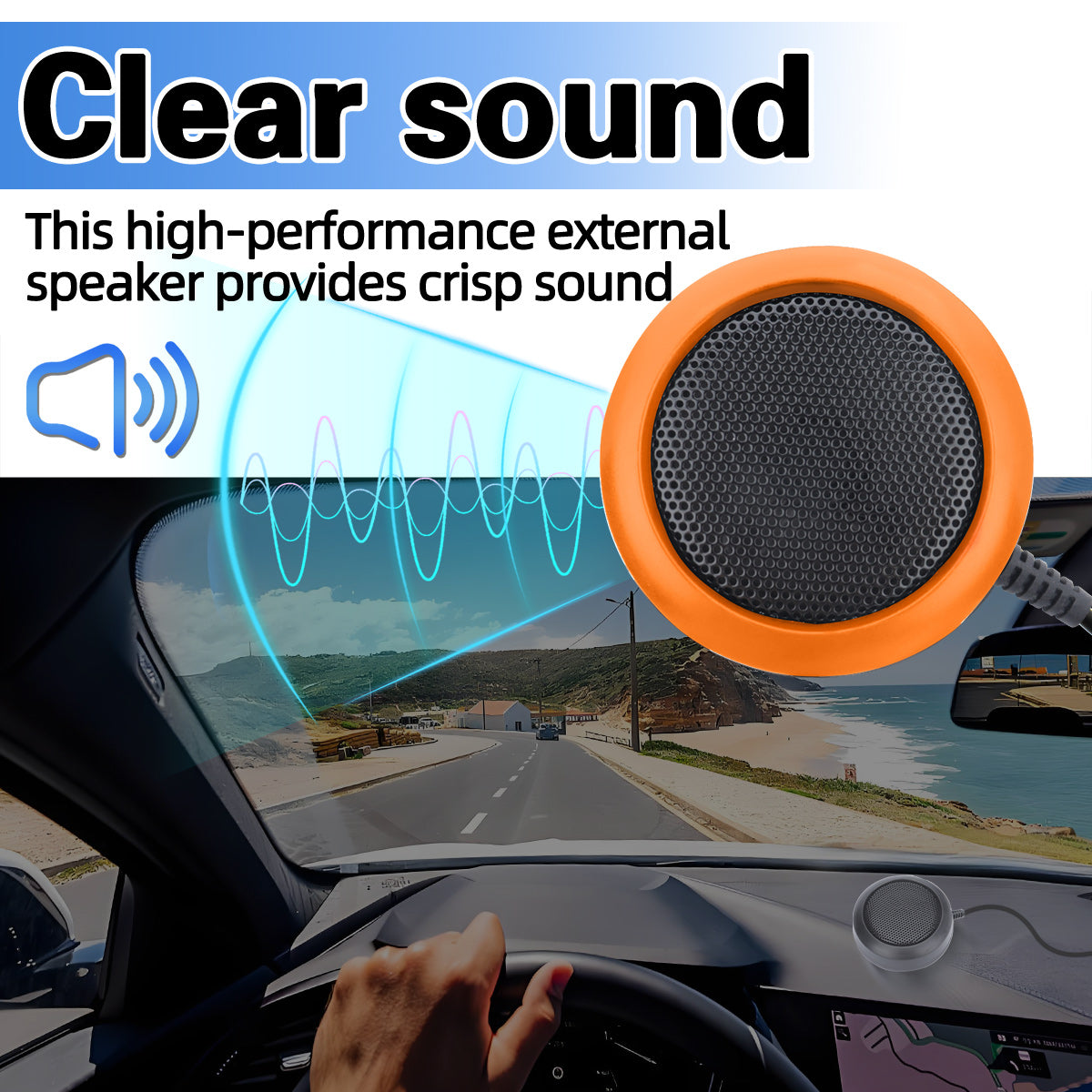 ABBREE KES-4 Car Radio Mini External Speaker Lounder Clear Sound with 3.5mm Plug Power Cord for CB Radio Stations Mobile Radio