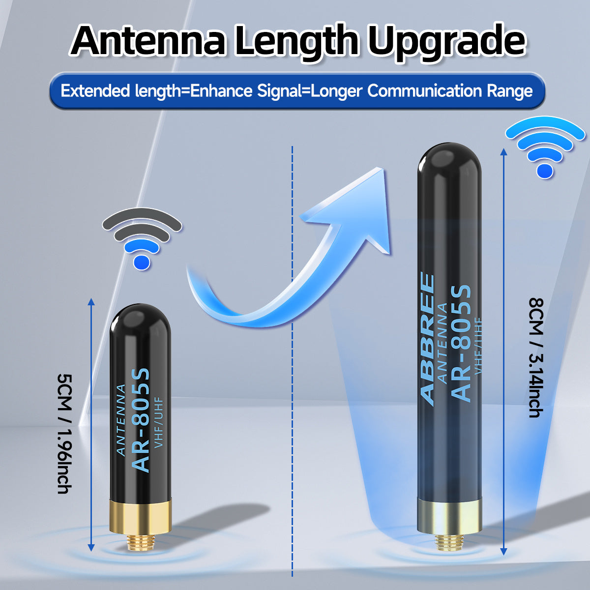 ABBREE AR-805 PLUS Walkie Talkie Antenna SMA-Female High Gain Dual Band For Baofeng UV-5R AR-152 PRO UV-21 PRO Ham Radio
