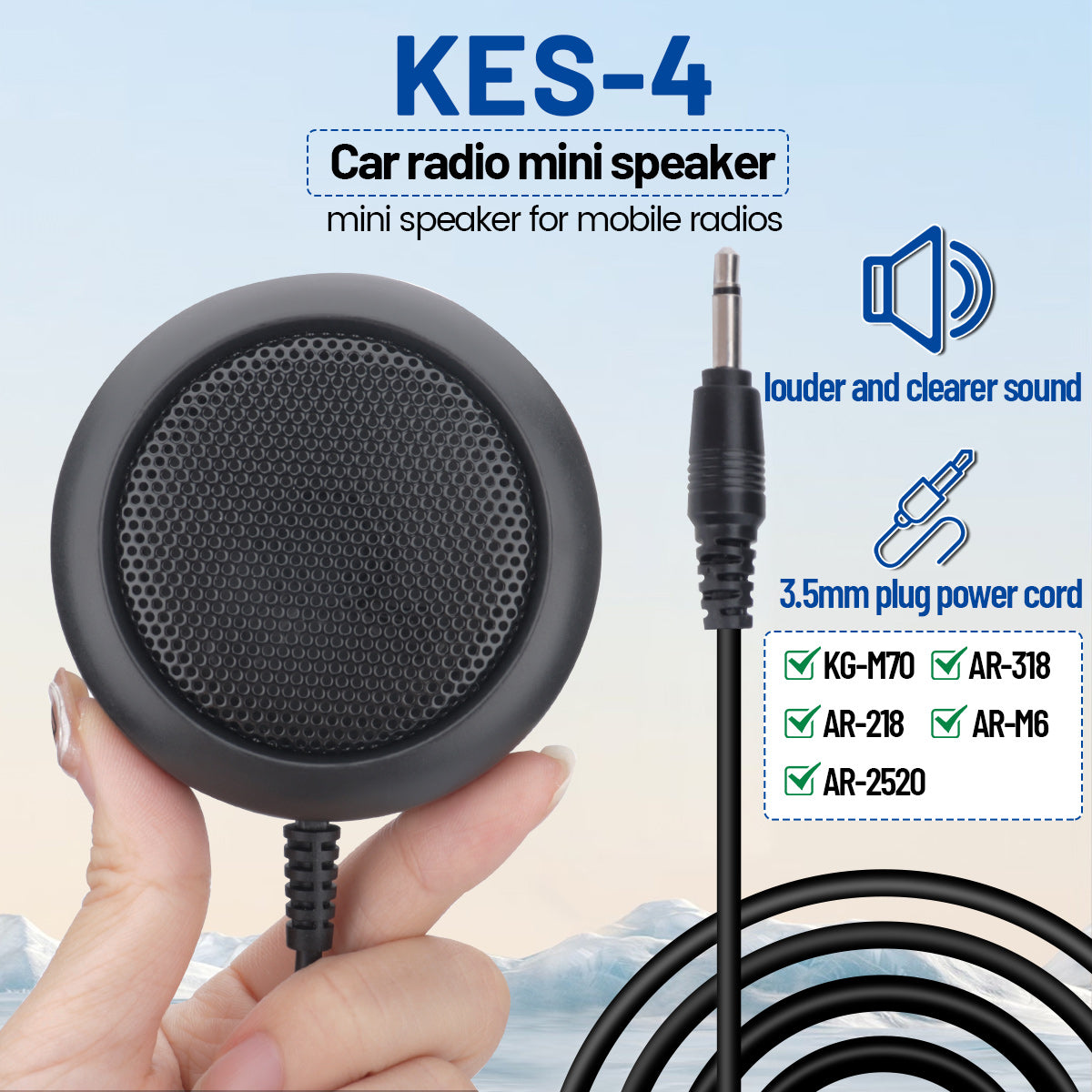 ABBREE KES-4 Car Radio Mini External Speaker Clear Sound For All 3.5mm Audio Plug With KG-M70 AR-M6 AR-318 CB Mobile Radio