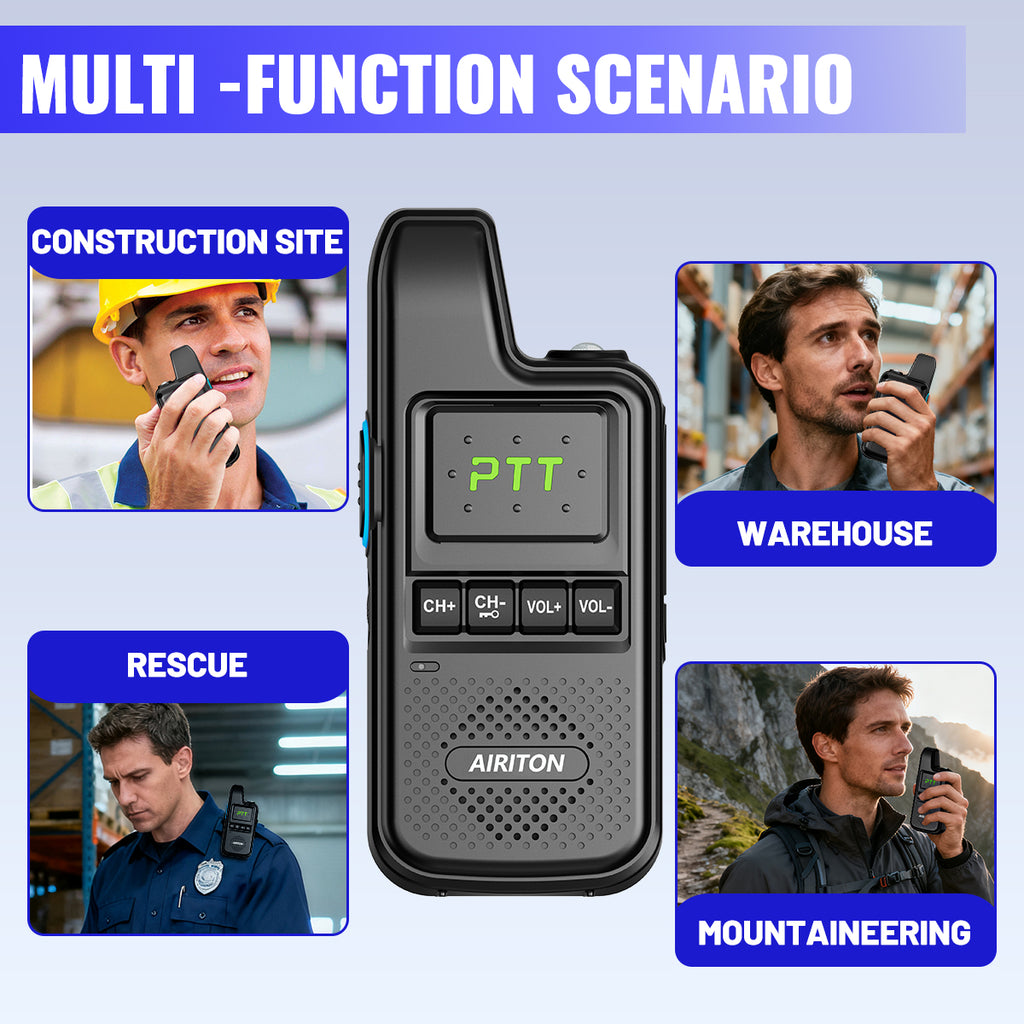 AIRITON AI-828C Mini Walkie Talkie Dual PTT Wireless Copy Frequency HD Sound Portable UHF 16 Channels Long Range Ham Radio