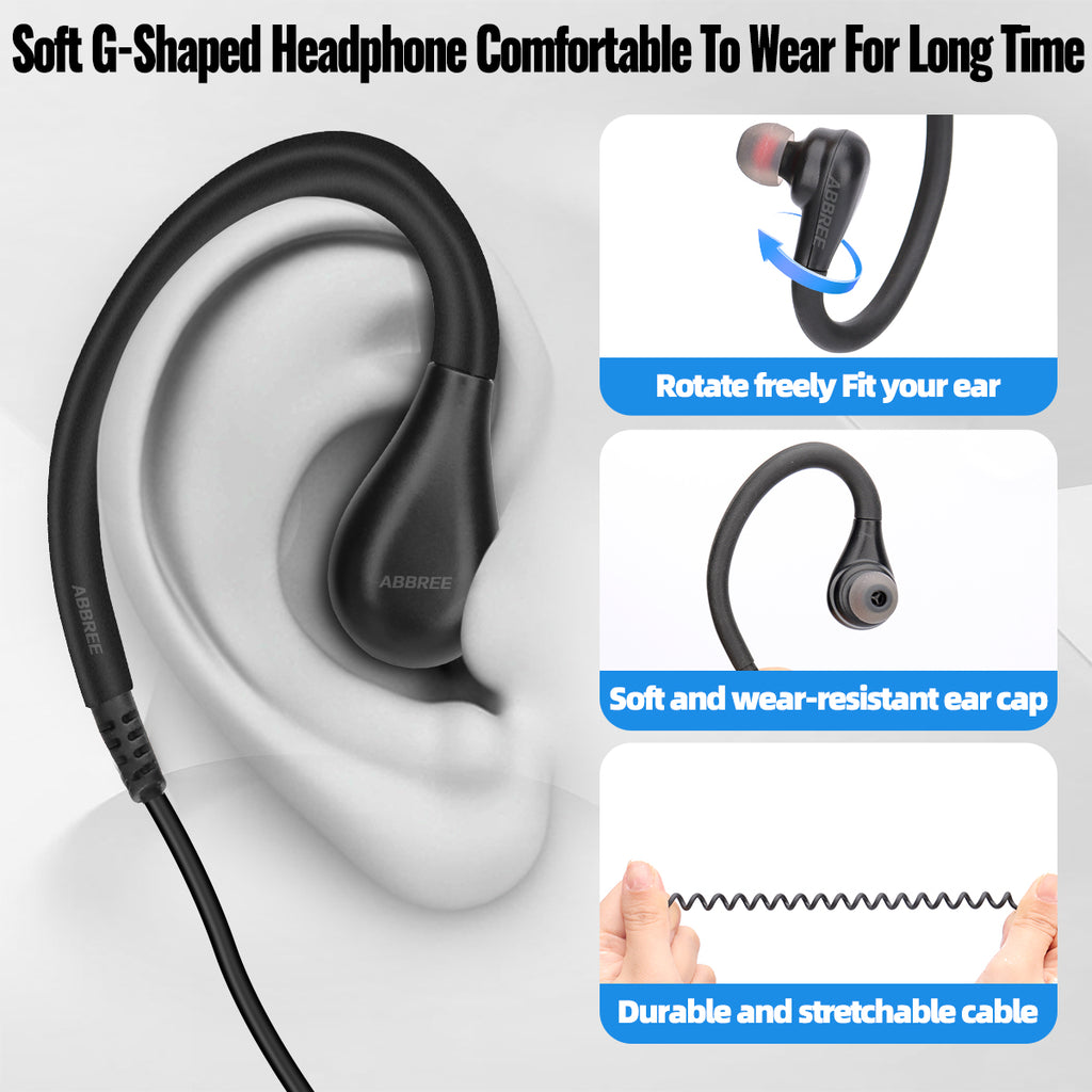 ABBREE AR-W5 Collar Clip Mini Walkie Talkie Wireless Copy Frequency 8 Volume Adjustment 20CH Type-C Chager UHF Handsfree Radio
